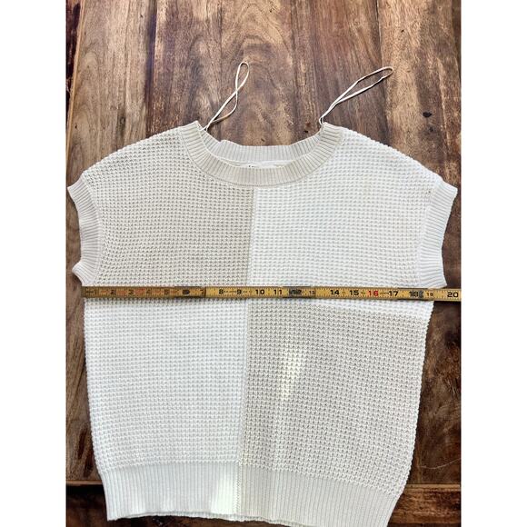 Moon & Madison Women's Cream Tan Colorblock Cotton Blended Vest Sweater Size S - Picture 6 of 6